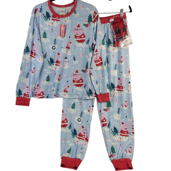 PatPat Other - Peppa Pig Holiday Womens Pajama Set Long Sleeve Top & Pants Christmas Print Sz L